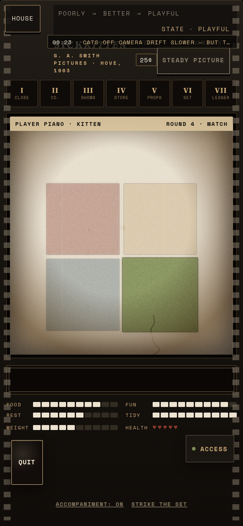 Gameplay still from The Nursery, saved for this sit