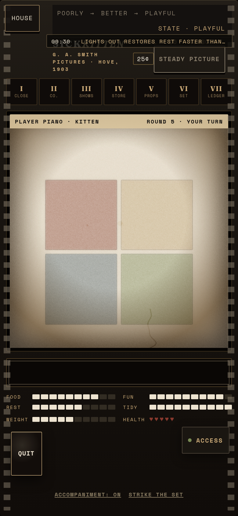 Gameplay still from The Nursery, saved for this sit
