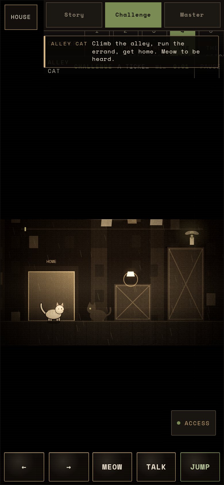 Gameplay still from Alley Cat, saved for this sit