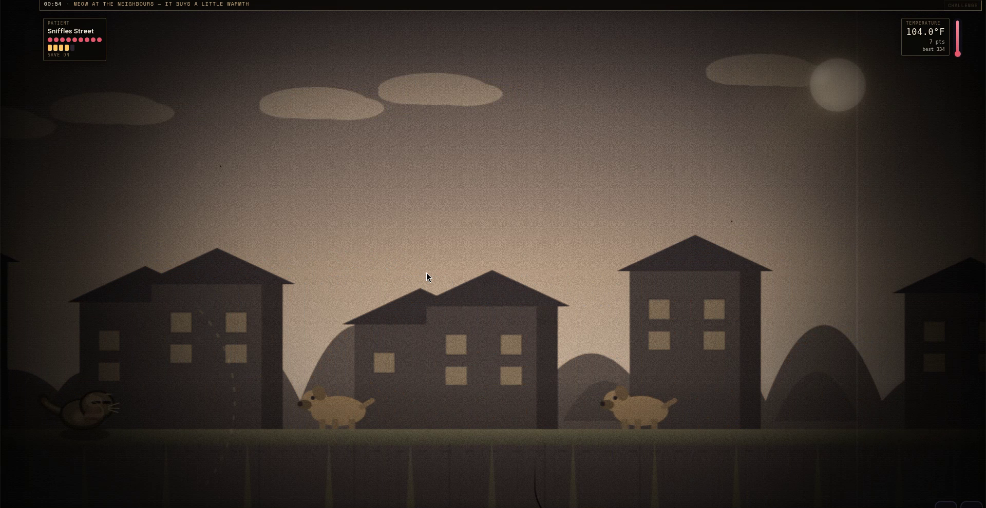 Gameplay still from The Fever Walk, saved for this sit