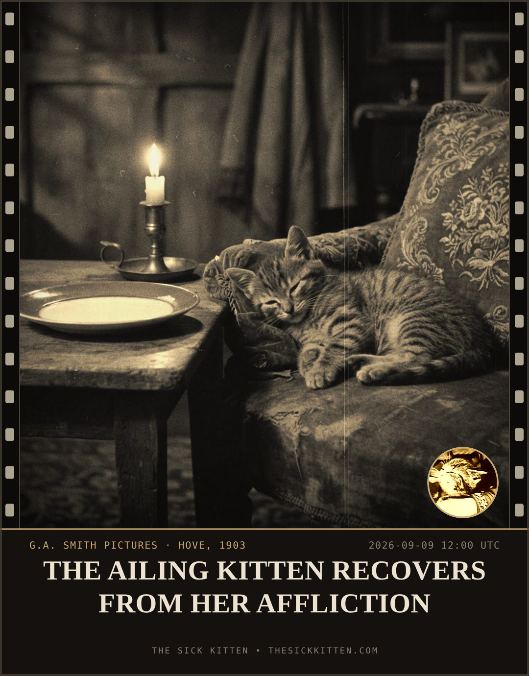 The Sick Kitten, frame no. 1069: THE AILING KITTEN RECOVERS FROM HER AFFLICTION