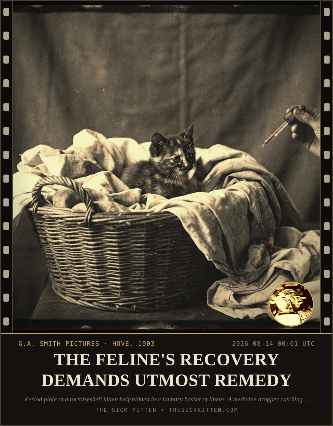 The Sick Kitten, frame no. 896: THE FELINE'S RECOVERY DEMANDS UTMOST REMEDY