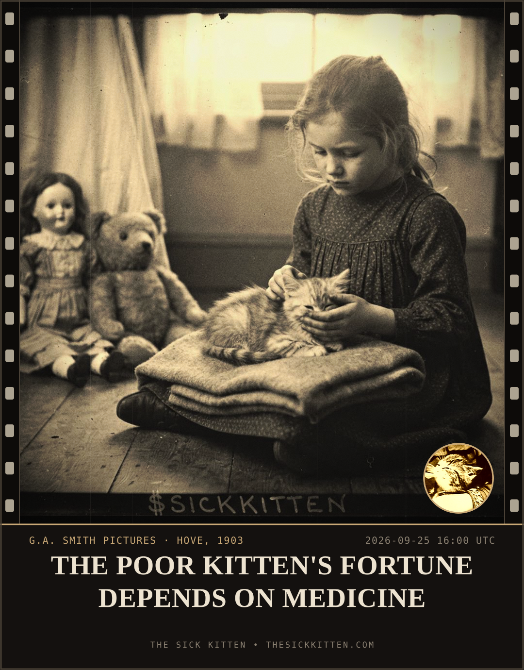 The Sick Kitten, frame no. 1208: THE POOR KITTEN'S FORTUNE DEPENDS ON MEDICINE