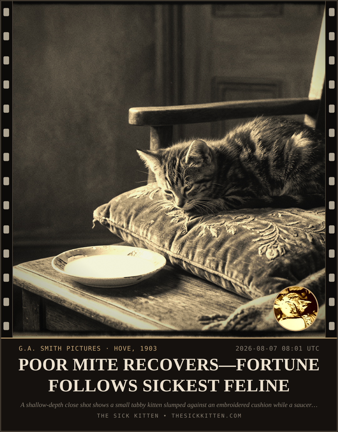 The Sick Kitten, frame no. 790: POOR MITE RECOVERS—FORTUNE FOLLOWS SICKEST FELINE