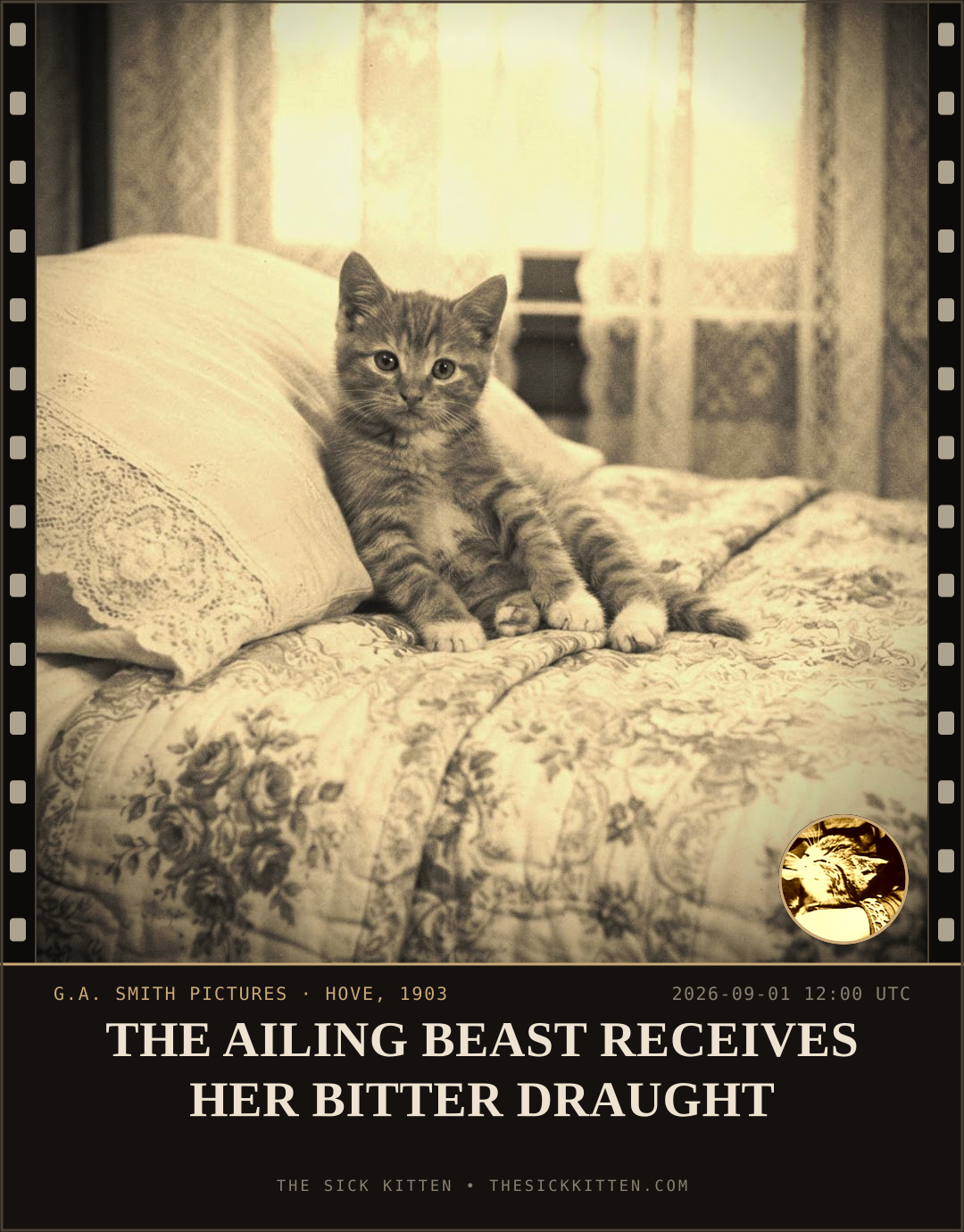 The Sick Kitten, frame no. 1002: THE AILING BEAST RECEIVES HER BITTER DRAUGHT