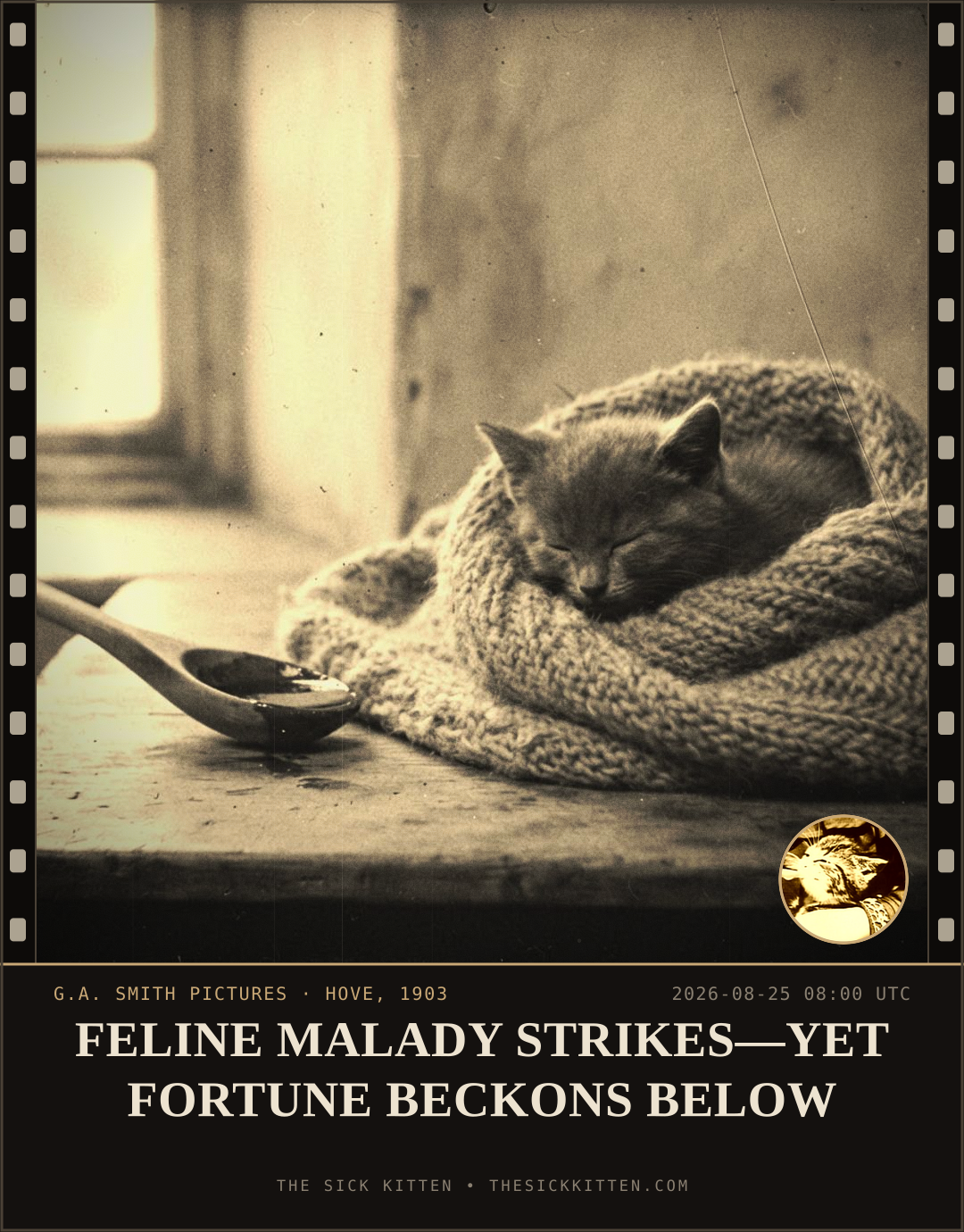 The Sick Kitten, frame no. 944: FELINE MALADY STRIKES—YET FORTUNE BECKONS BELOW