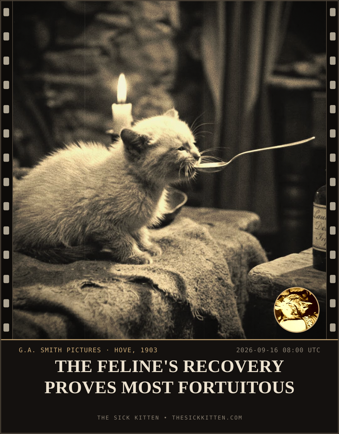 The Sick Kitten, frame no. 1130: THE FELINE'S RECOVERY PROVES MOST FORTUITOUS