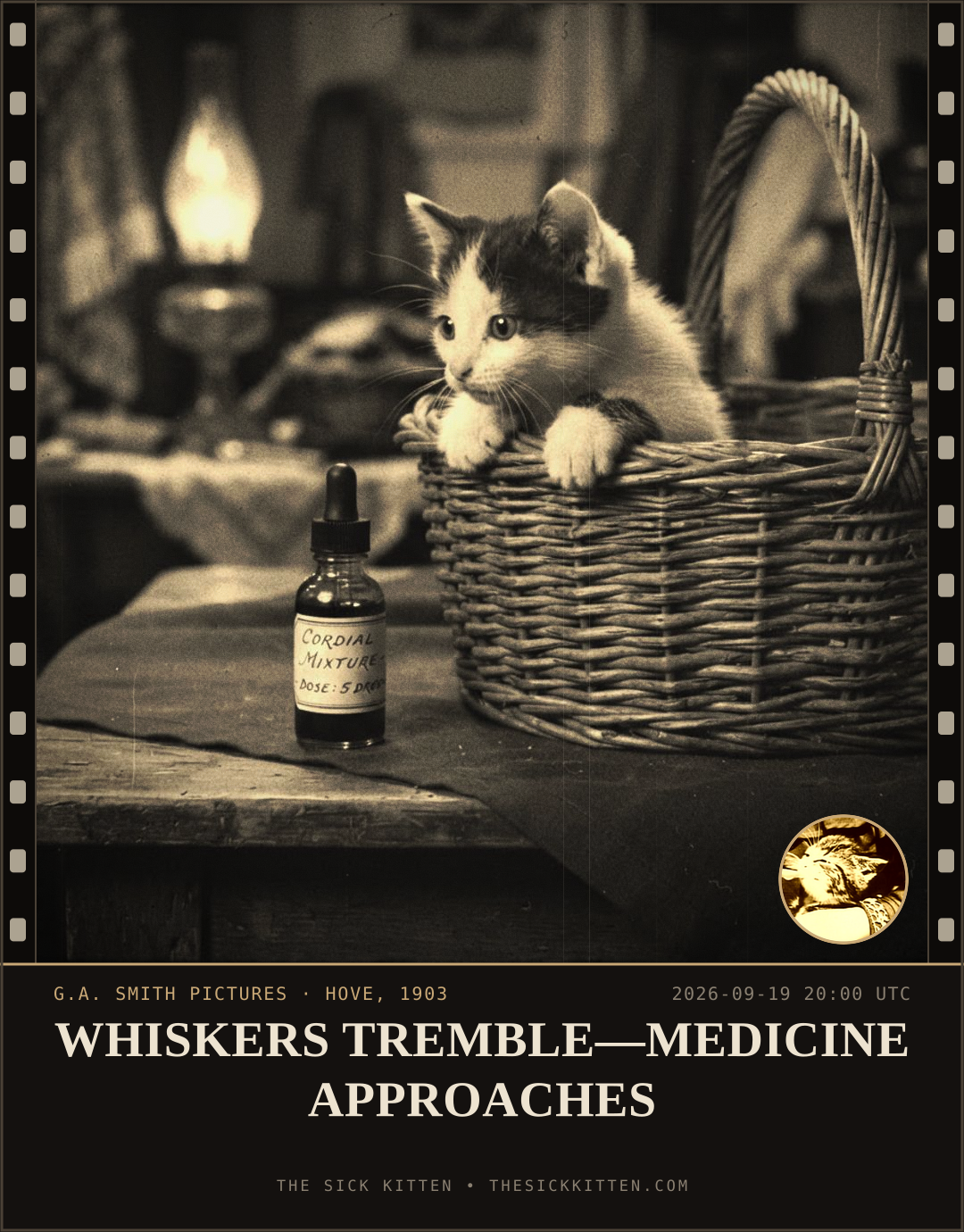 The Sick Kitten, frame no. 1155: WHISKERS TREMBLE—MEDICINE APPROACHES