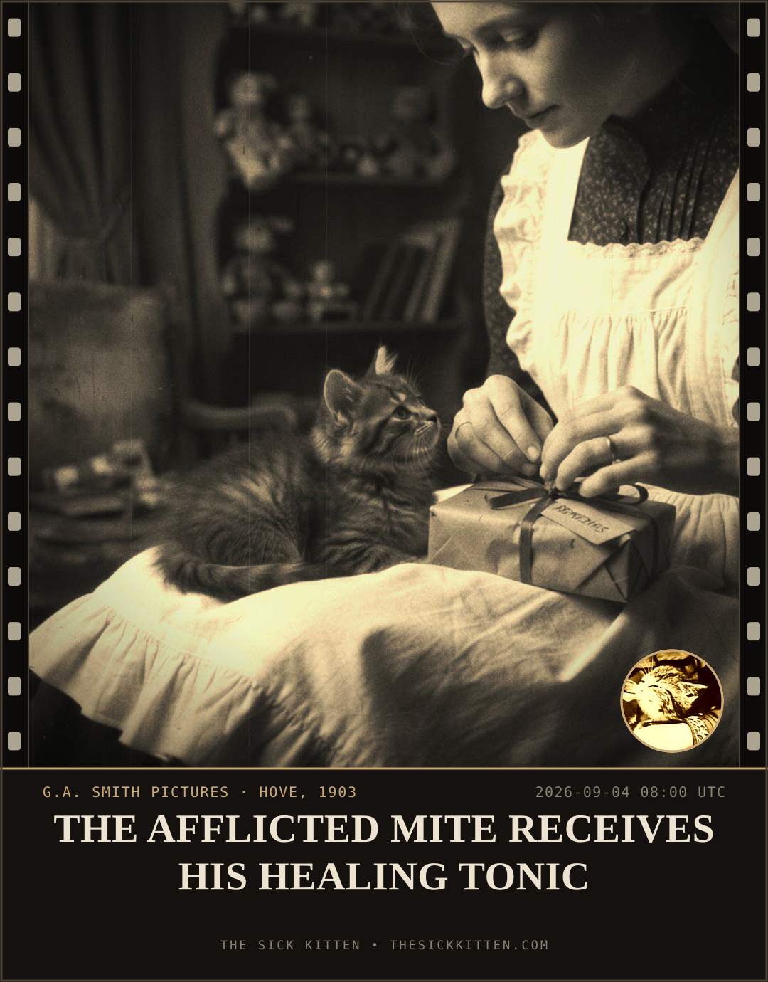The Sick Kitten, frame no. 1023: THE AFFLICTED MITE RECEIVES HIS HEALING TONIC