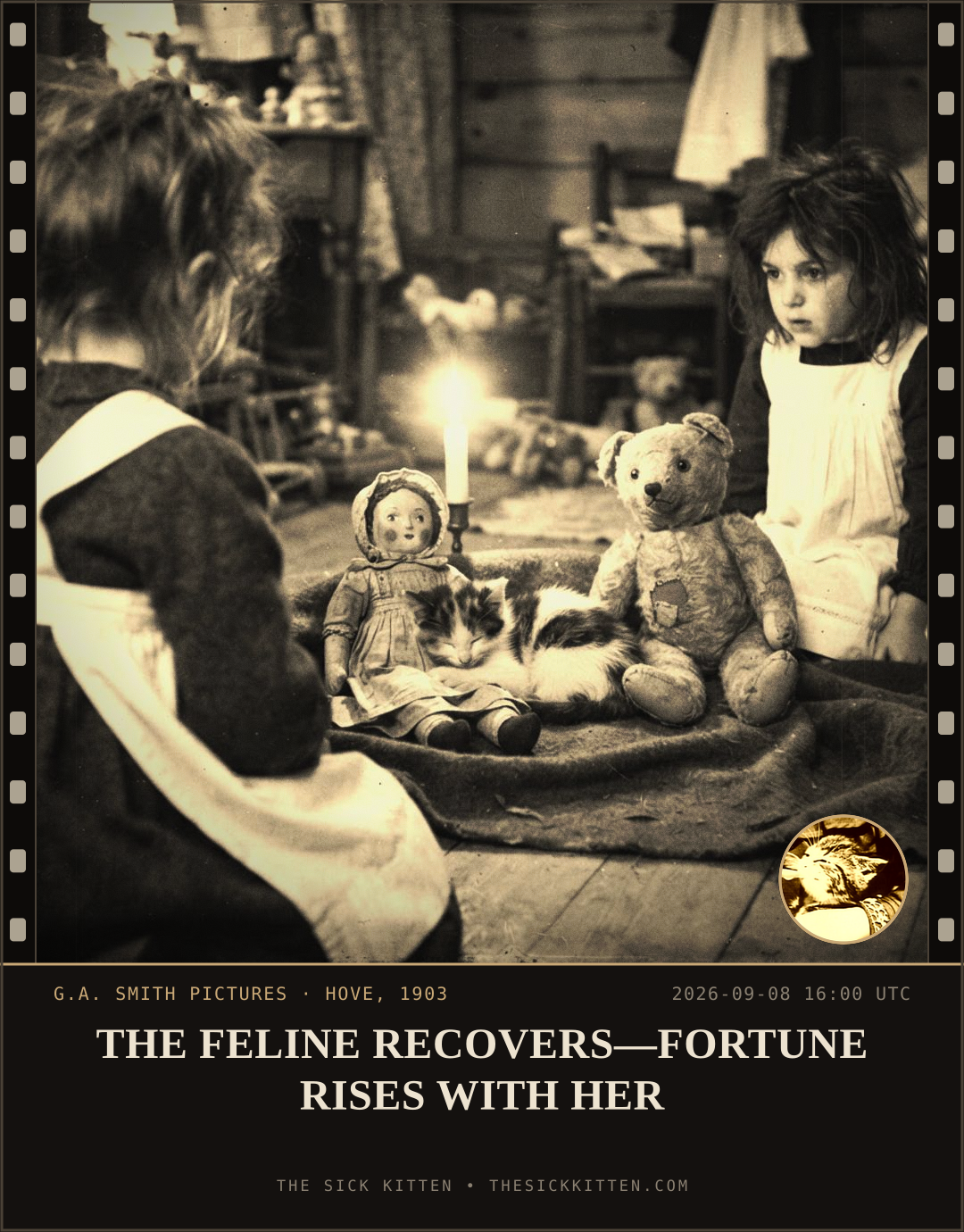 The Sick Kitten, frame no. 1062: THE FELINE RECOVERS—FORTUNE RISES WITH HER