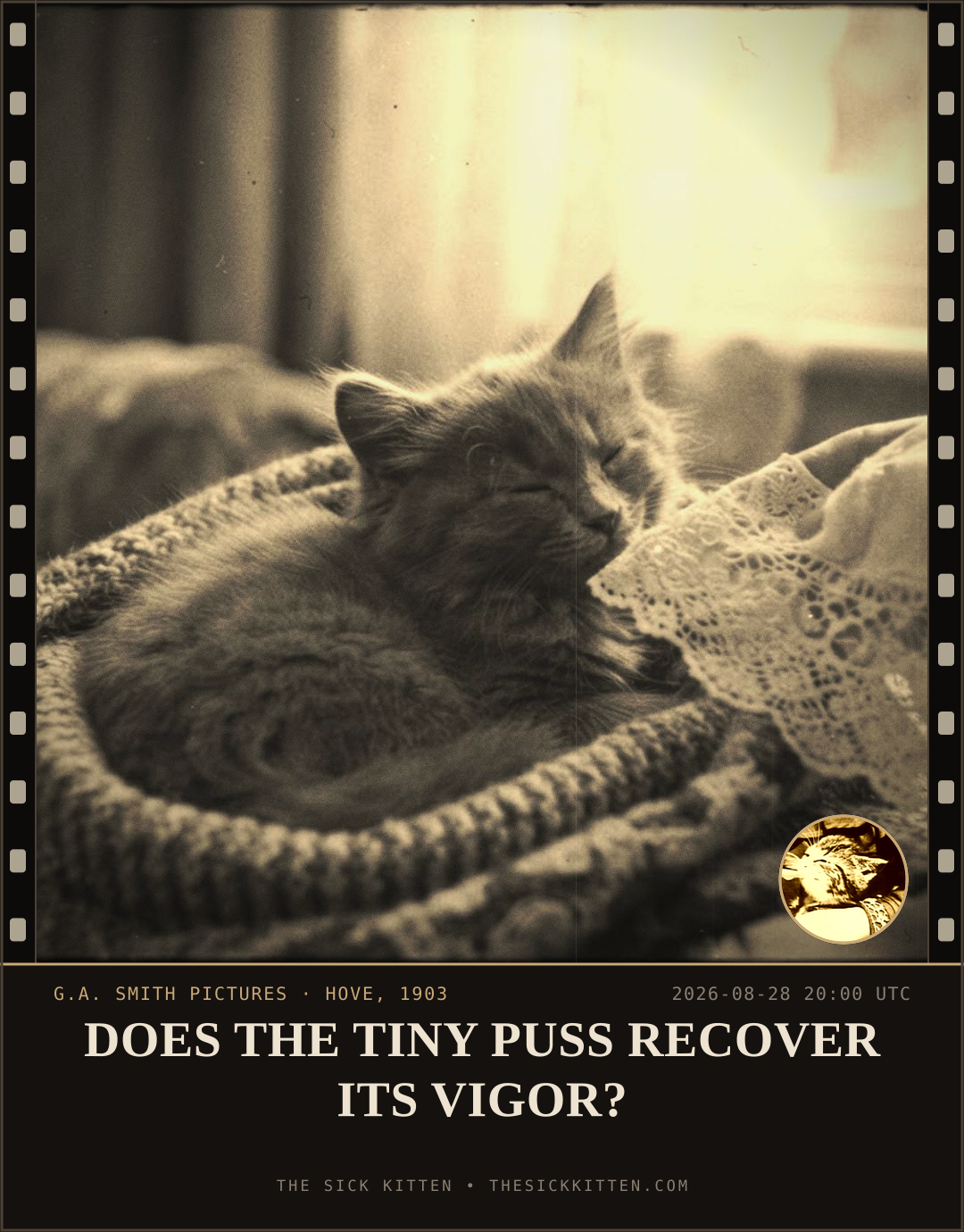 The Sick Kitten, frame no. 974: DOES THE TINY PUSS RECOVER ITS VIGOR?