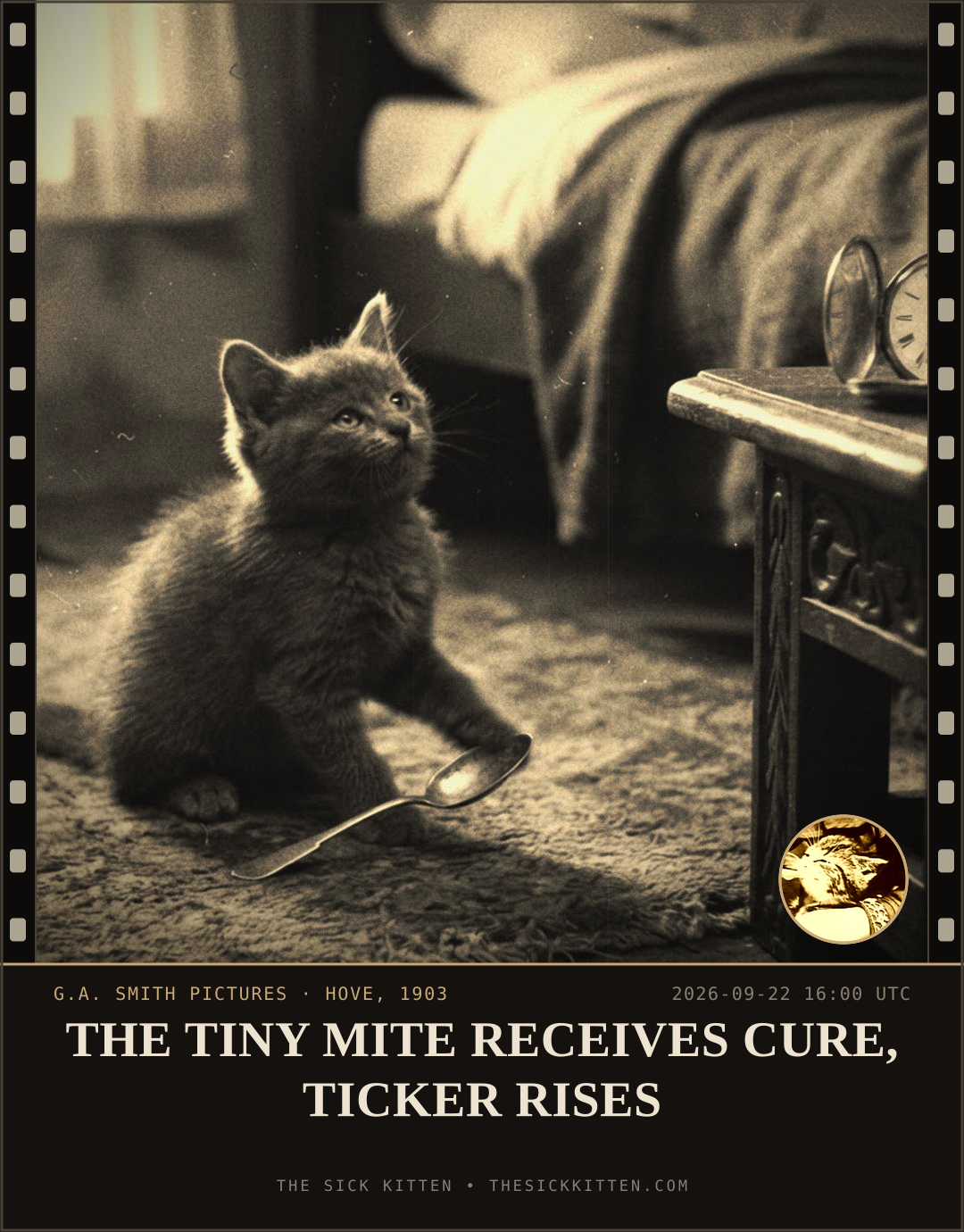 The Sick Kitten, frame no. 1186: THE TINY MITE RECEIVES CURE, TICKER RISES