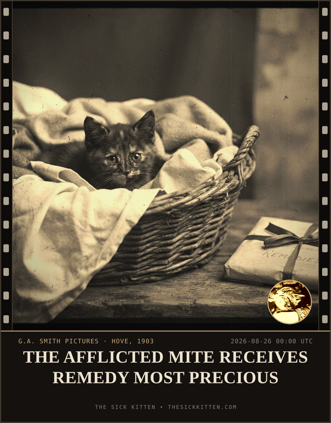 The Sick Kitten, frame no. 949: THE AFFLICTED MITE RECEIVES REMEDY MOST PRECIOUS