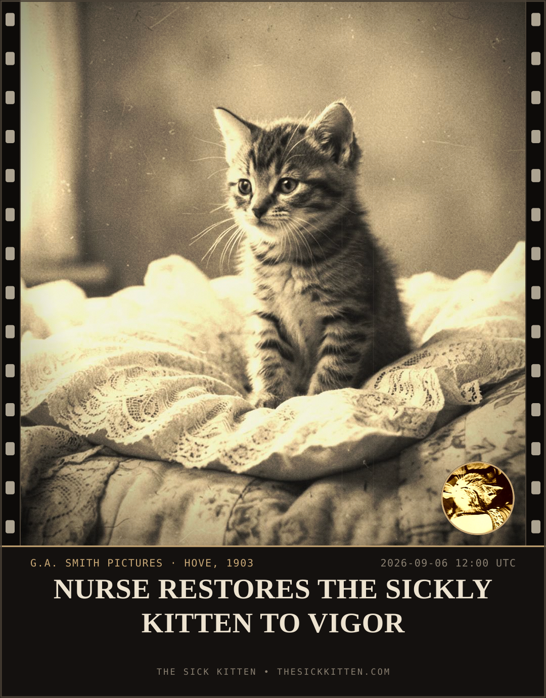 The Sick Kitten, frame no. 1042: NURSE RESTORES THE SICKLY KITTEN TO VIGOR