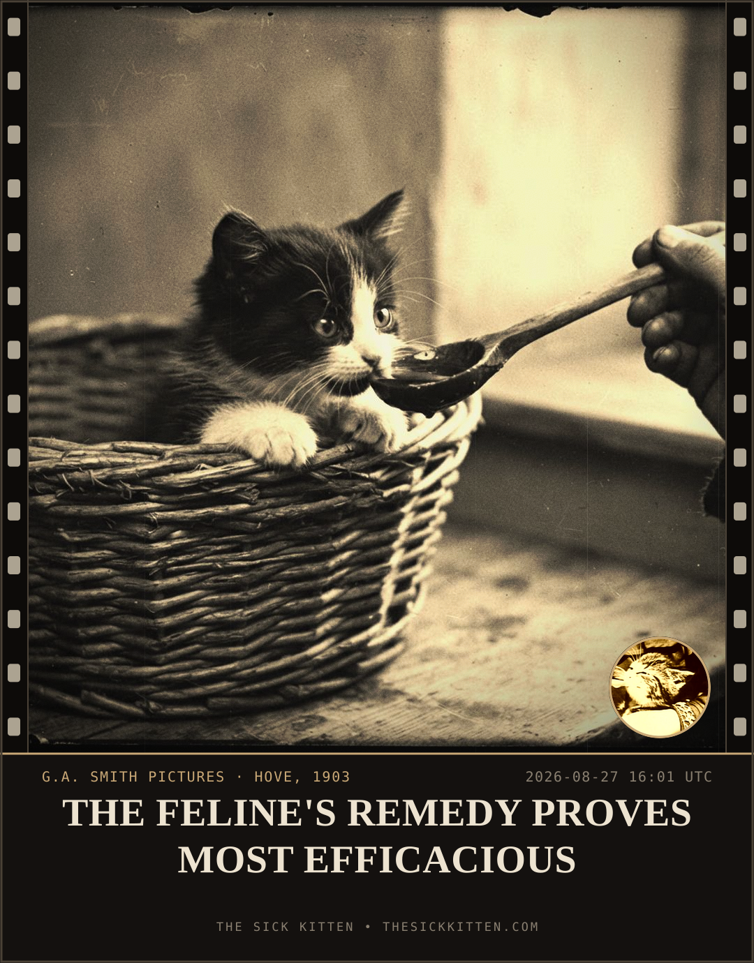 The Sick Kitten, frame no. 964: THE FELINE'S REMEDY PROVES MOST EFFICACIOUS