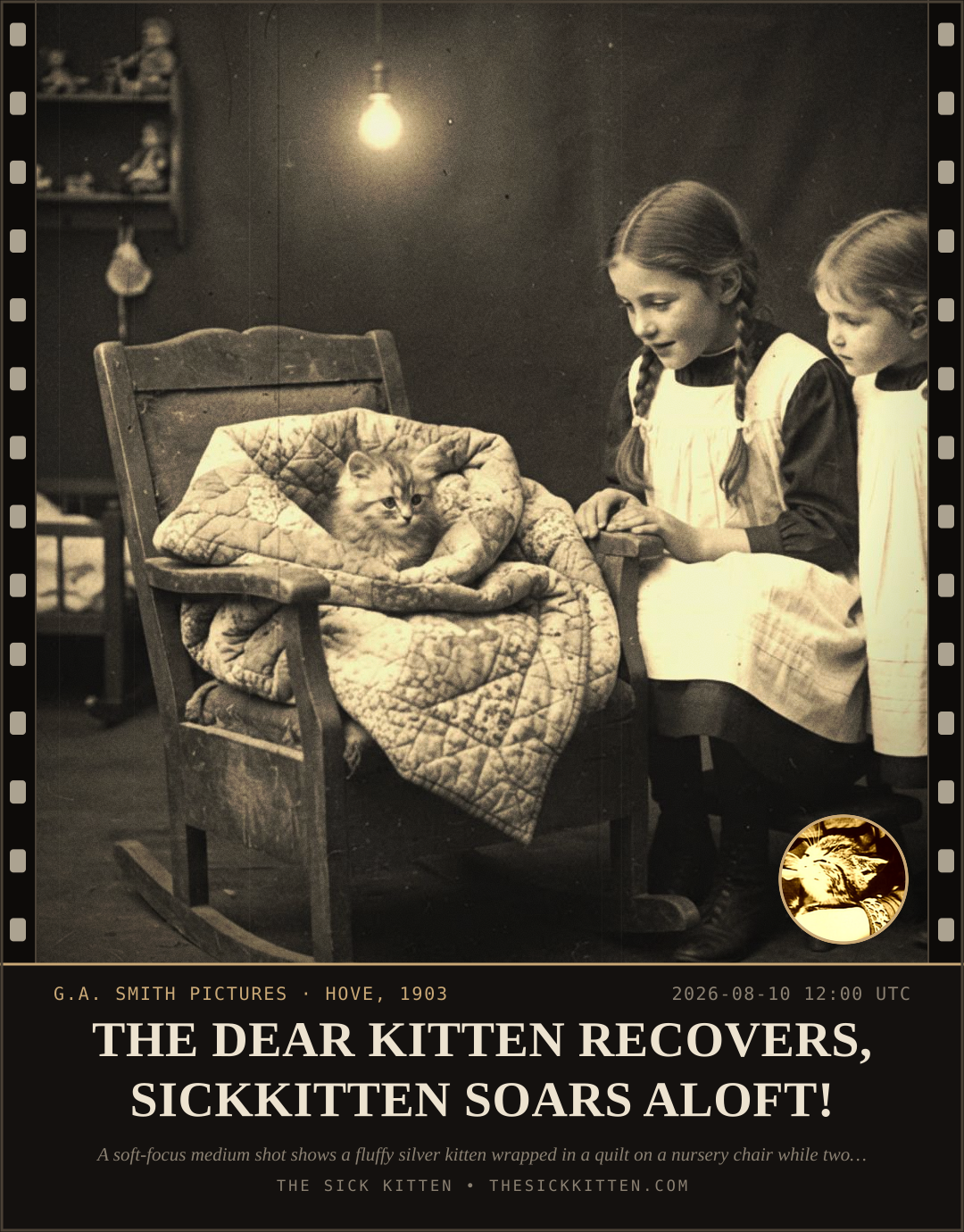 The Sick Kitten, frame no. 862: THE DEAR KITTEN RECOVERS, SICKKITTEN SOARS ALOFT!