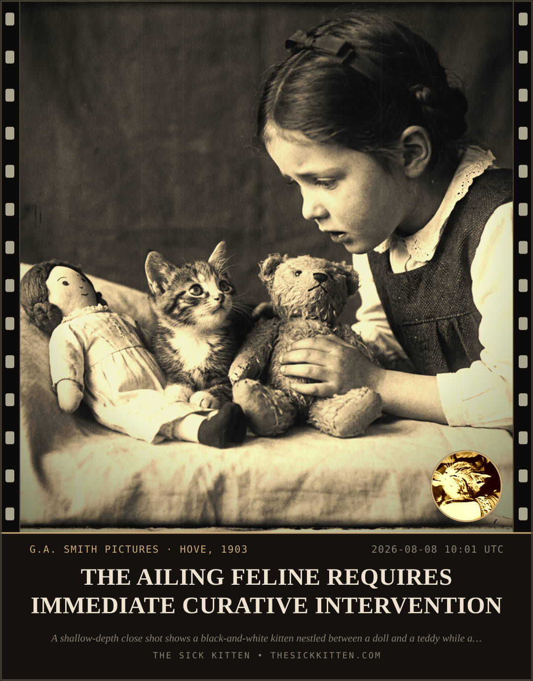 The Sick Kitten, frame no. 837: THE AILING FELINE REQUIRES IMMEDIATE CURATIVE INTERVENTION
