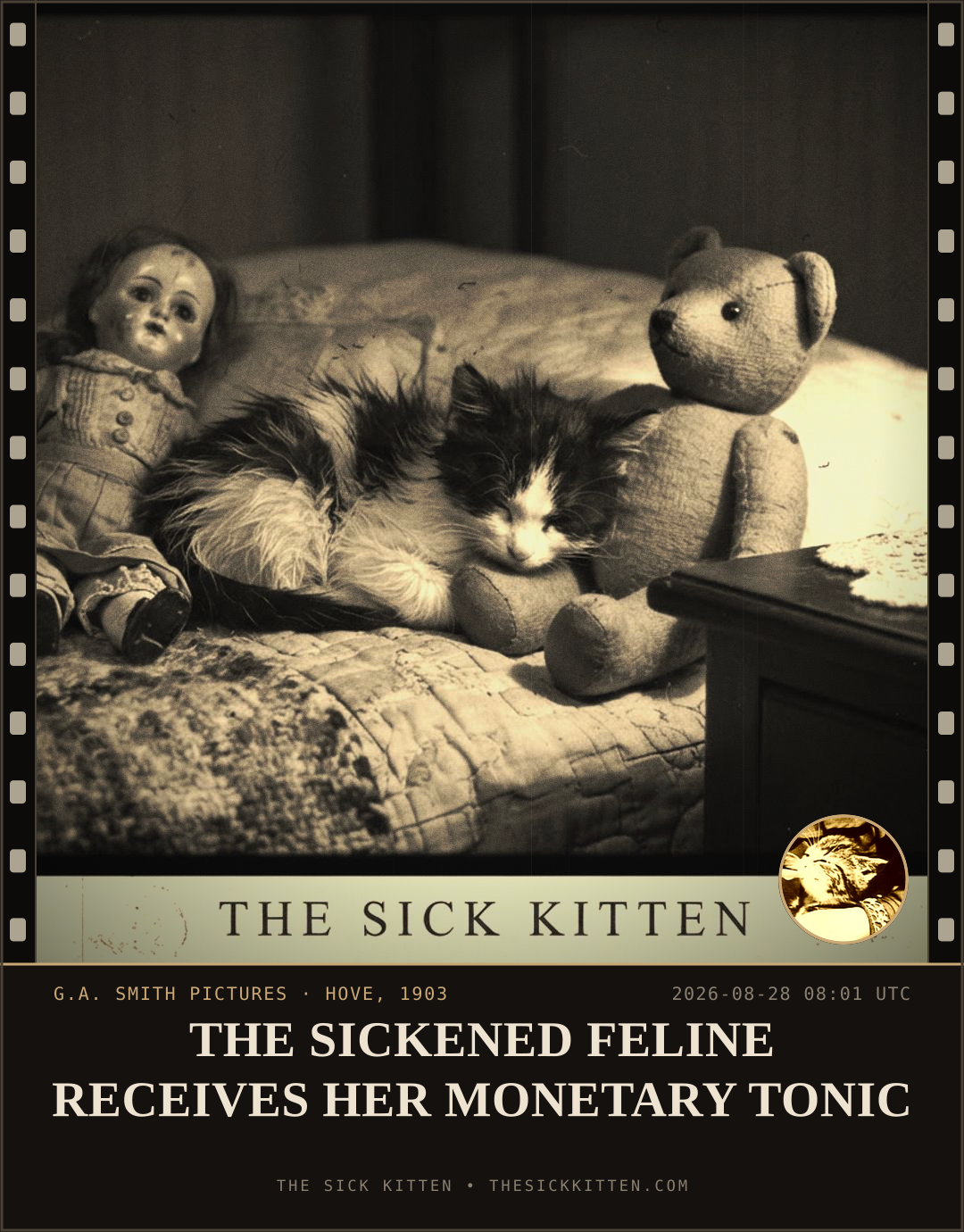 The Sick Kitten, frame no. 970: THE SICKENED FELINE RECEIVES HER MONETARY TONIC