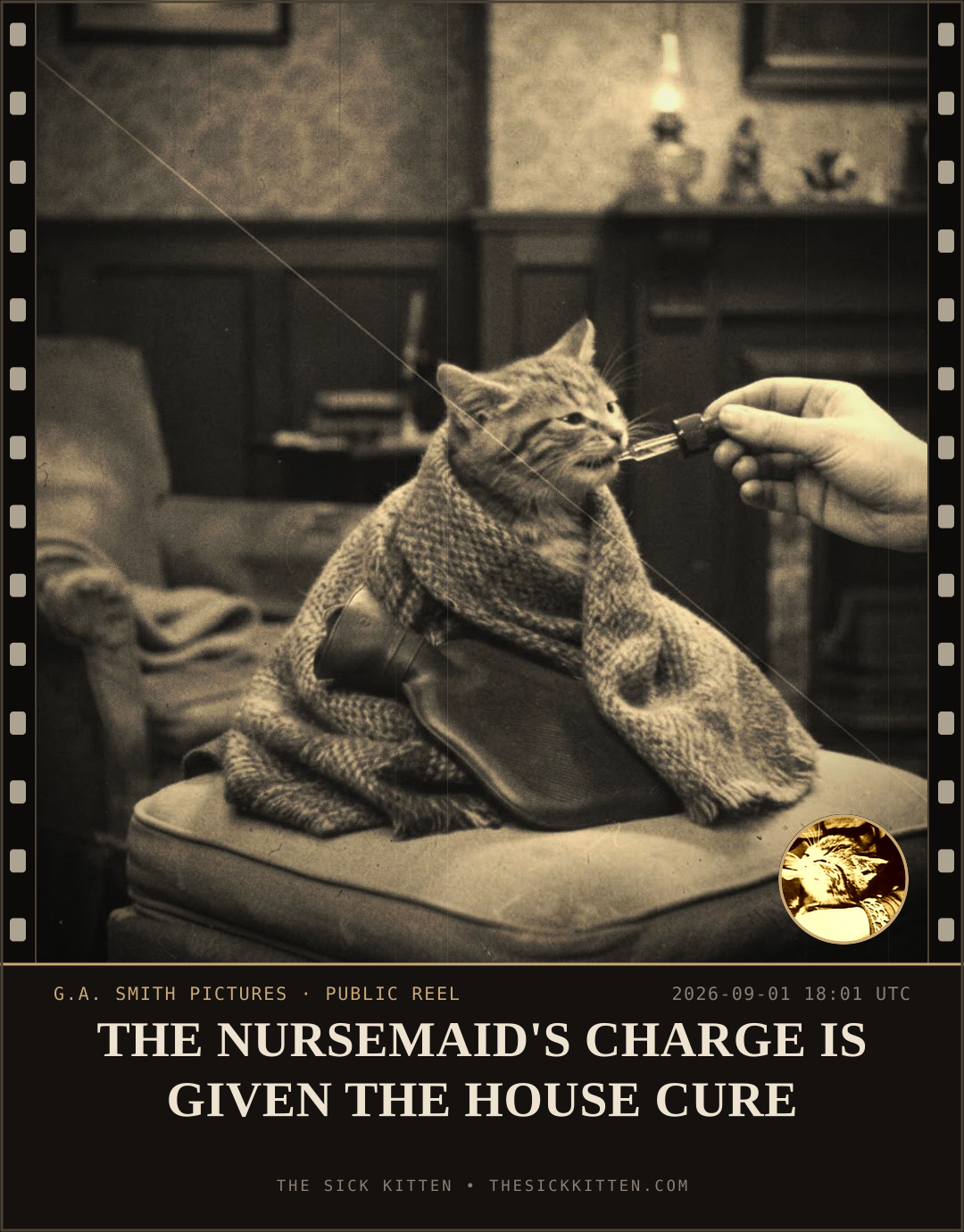 The Sick Kitten, frame no. 1005: THE NURSEMAID'S CHARGE IS GIVEN THE HOUSE CURE