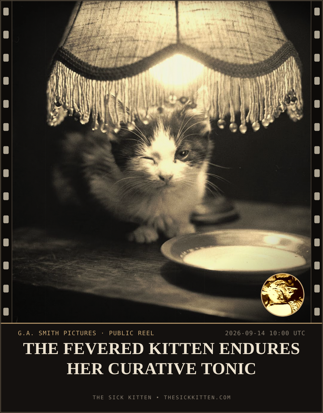 The Sick Kitten, frame no. 1113: THE FEVERED KITTEN ENDURES HER CURATIVE TONIC