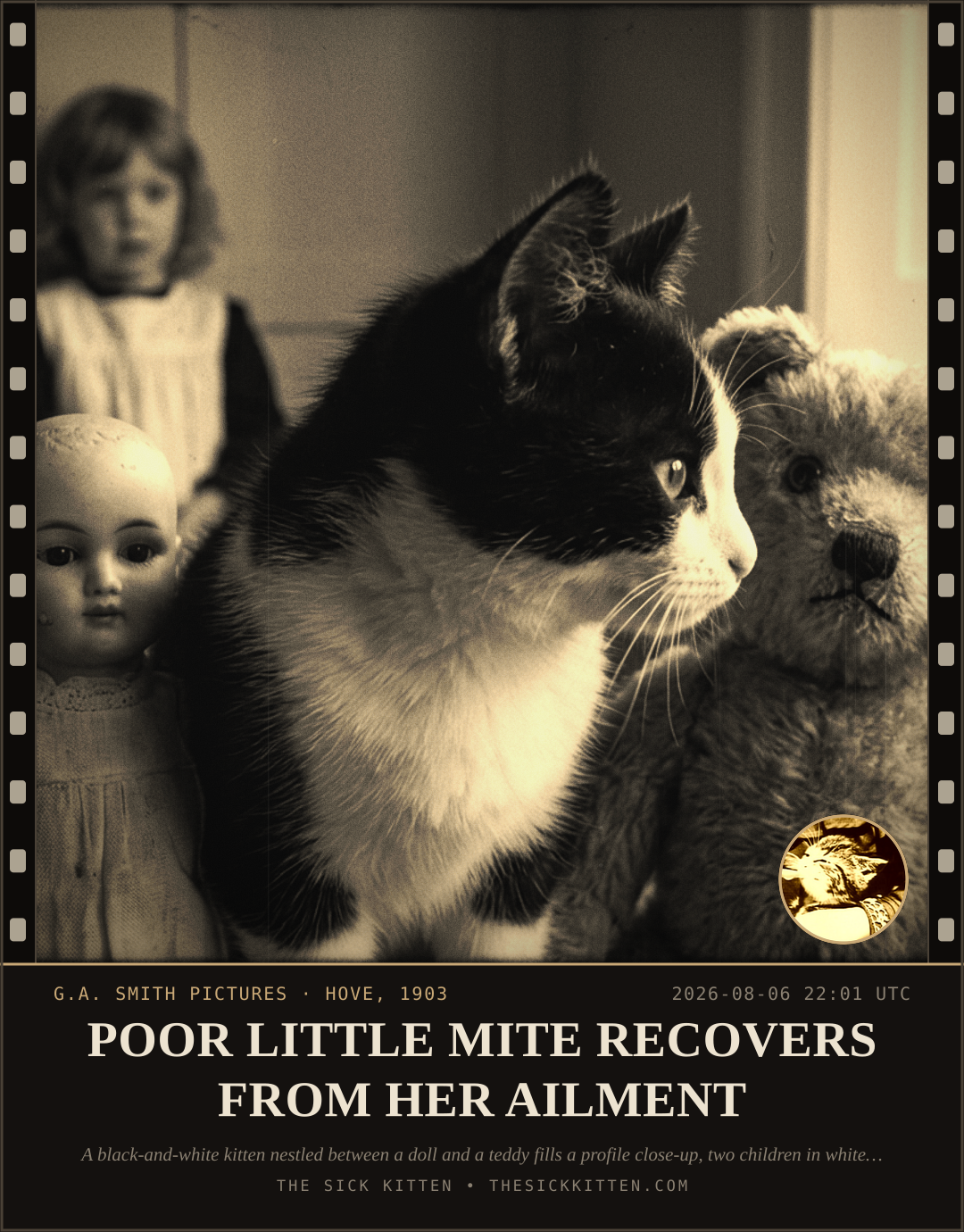 The Sick Kitten, frame no. 769: POOR LITTLE MITE RECOVERS FROM HER AILMENT