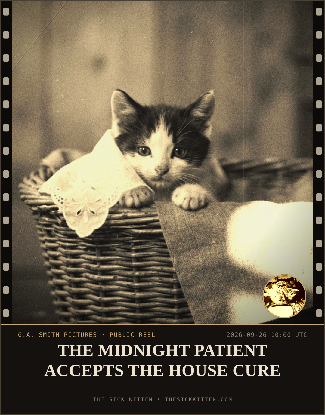 The Sick Kitten, frame no. 1214: THE MIDNIGHT PATIENT ACCEPTS THE HOUSE CURE