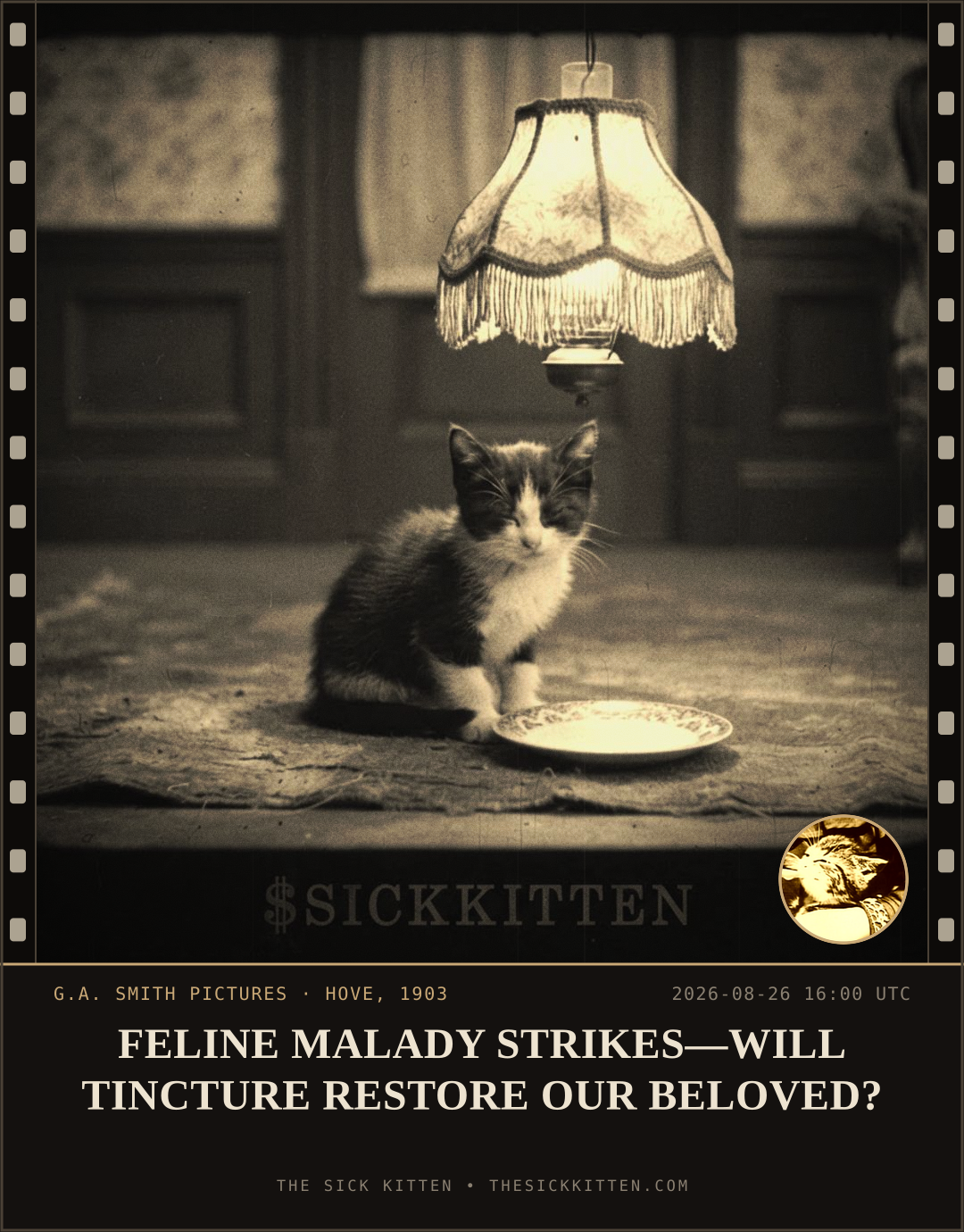 The Sick Kitten, frame no. 955: FELINE MALADY STRIKES—WILL TINCTURE RESTORE OUR BELOVED?