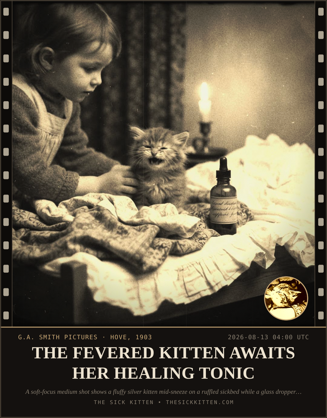 The Sick Kitten, frame no. 889: THE FEVERED KITTEN AWAITS HER HEALING TONIC