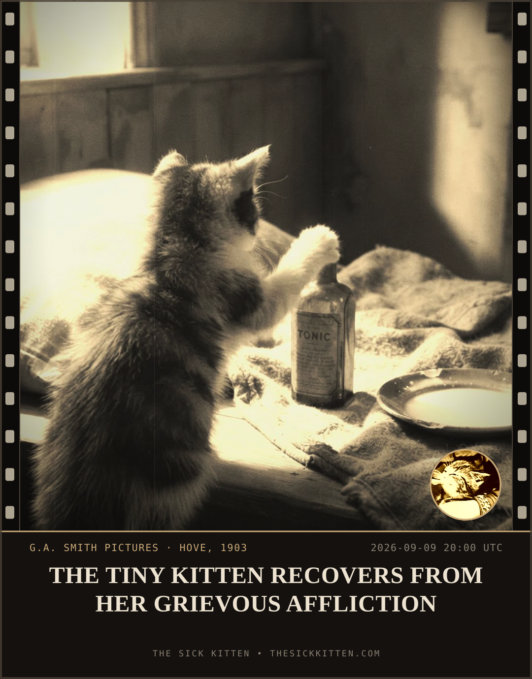 The Sick Kitten, frame no. 1071: THE TINY KITTEN RECOVERS FROM HER GRIEVOUS AFFLICTION