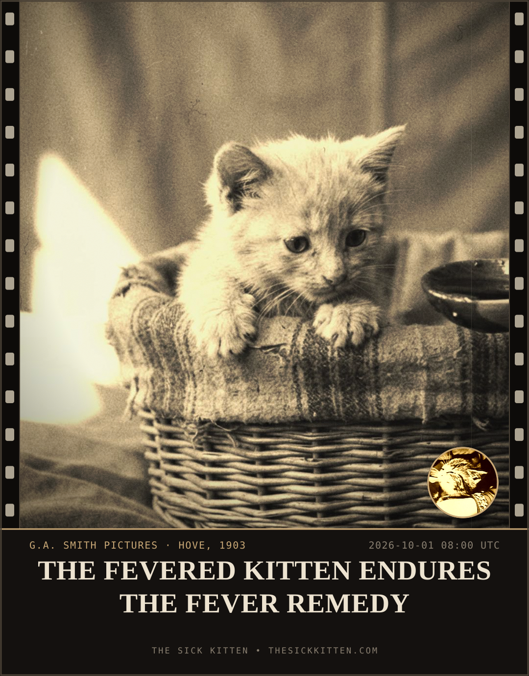 The Sick Kitten, frame no. 1247: THE FEVERED KITTEN ENDURES THE FEVER REMEDY