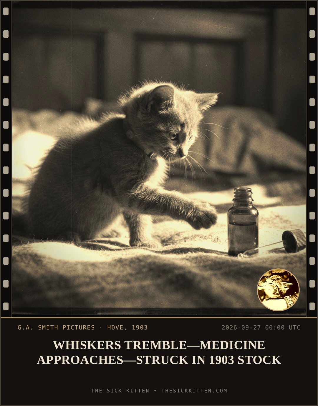 The Sick Kitten, frame no. 1218: WHISKERS TREMBLE—MEDICINE APPROACHES—STRUCK IN 1903 STOCK