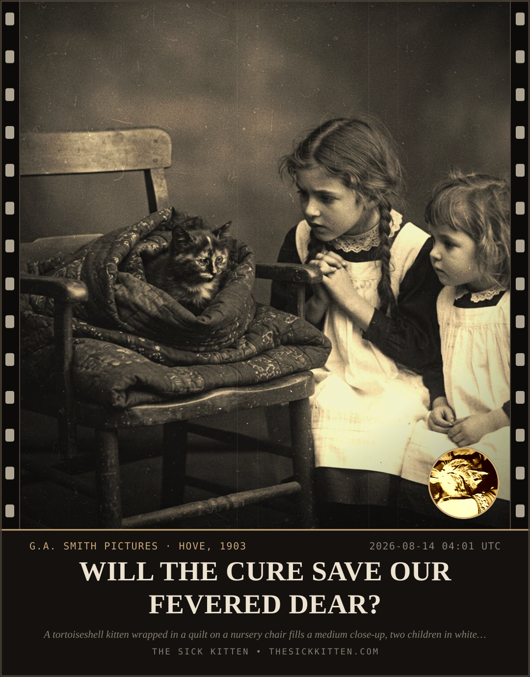 The Sick Kitten, frame no. 897: WILL THE CURE SAVE OUR FEVERED DEAR?