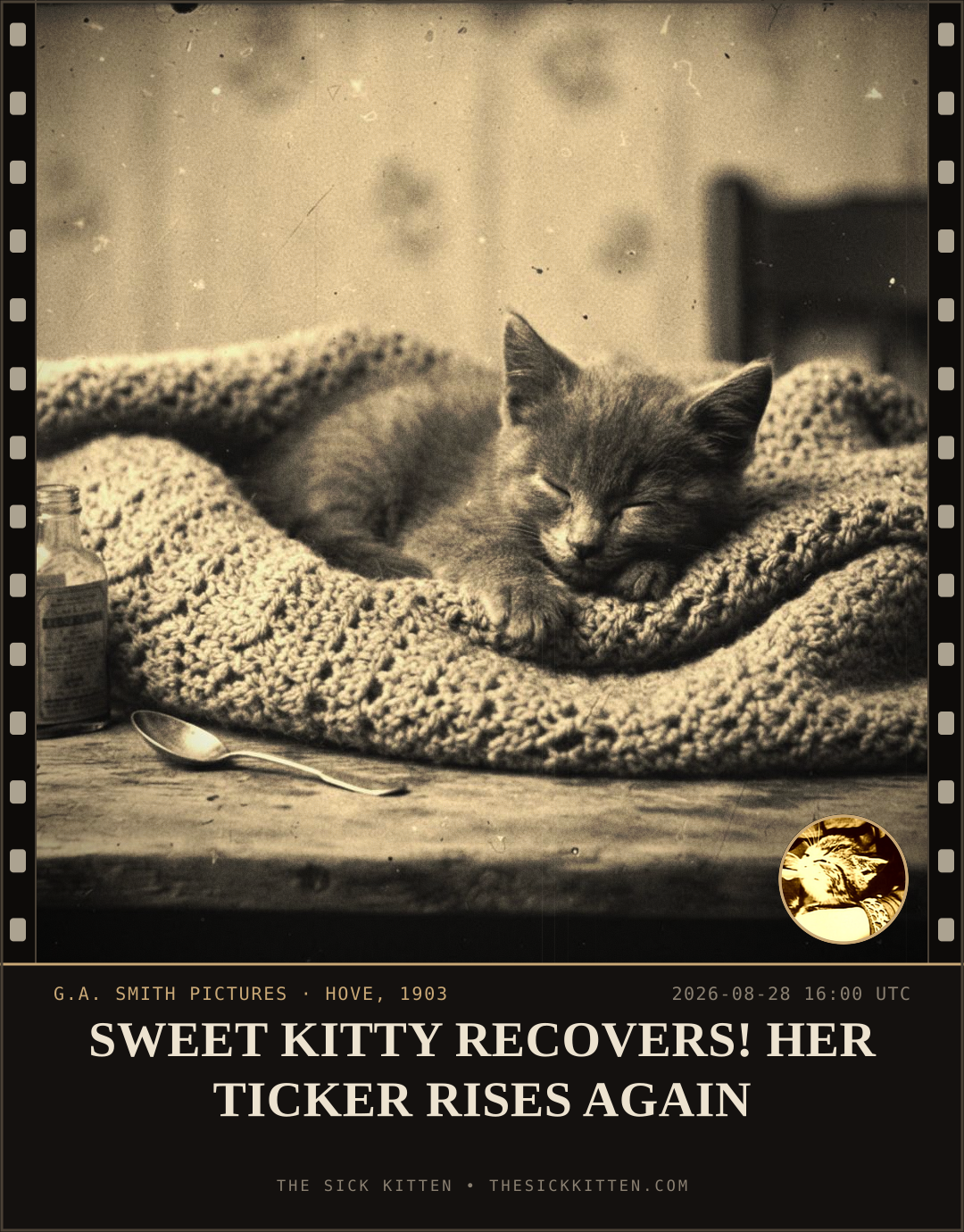 The Sick Kitten, frame no. 973: SWEET KITTY RECOVERS! HER TICKER RISES AGAIN