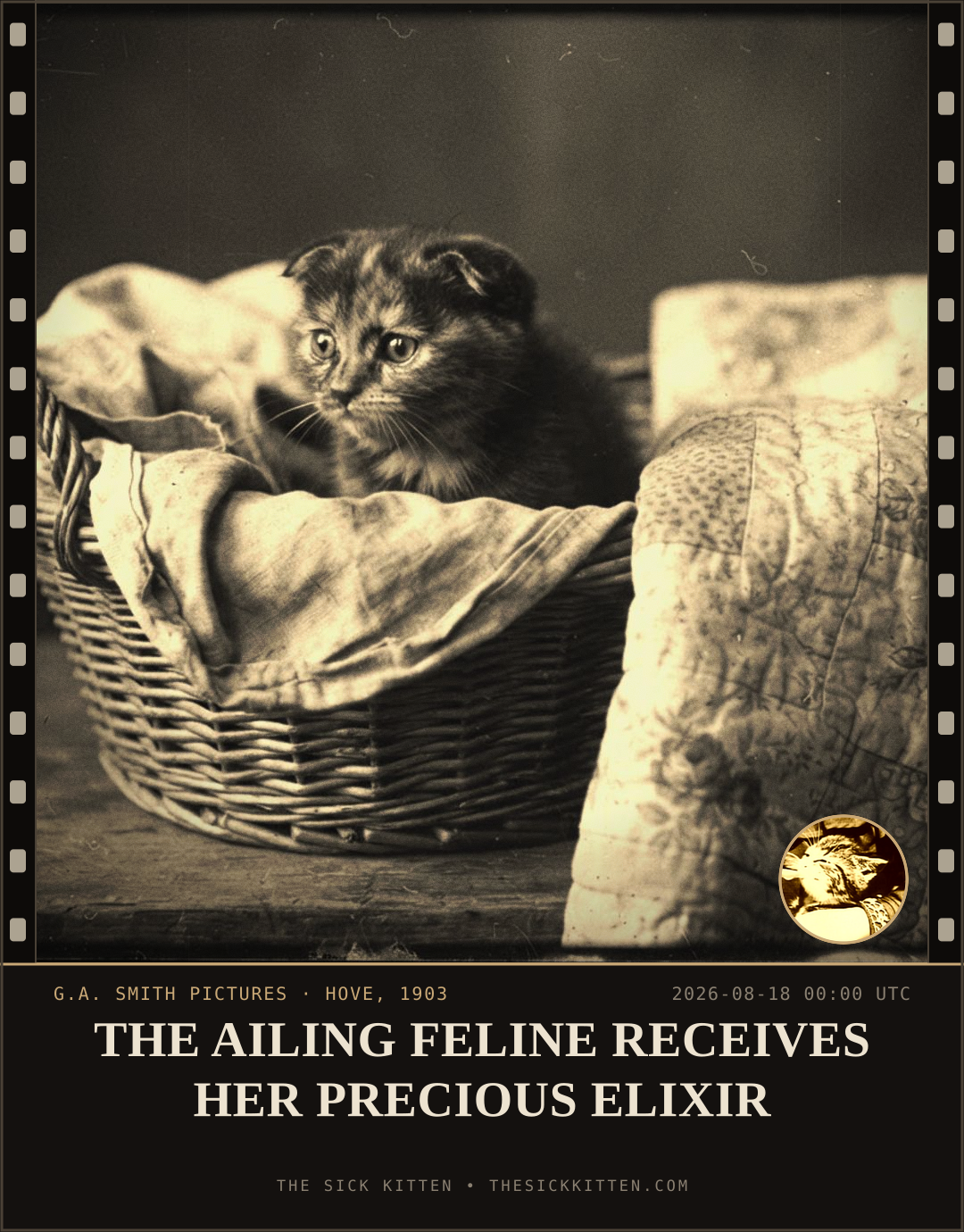 The Sick Kitten, frame no. 930: THE AILING FELINE RECEIVES HER PRECIOUS ELIXIR