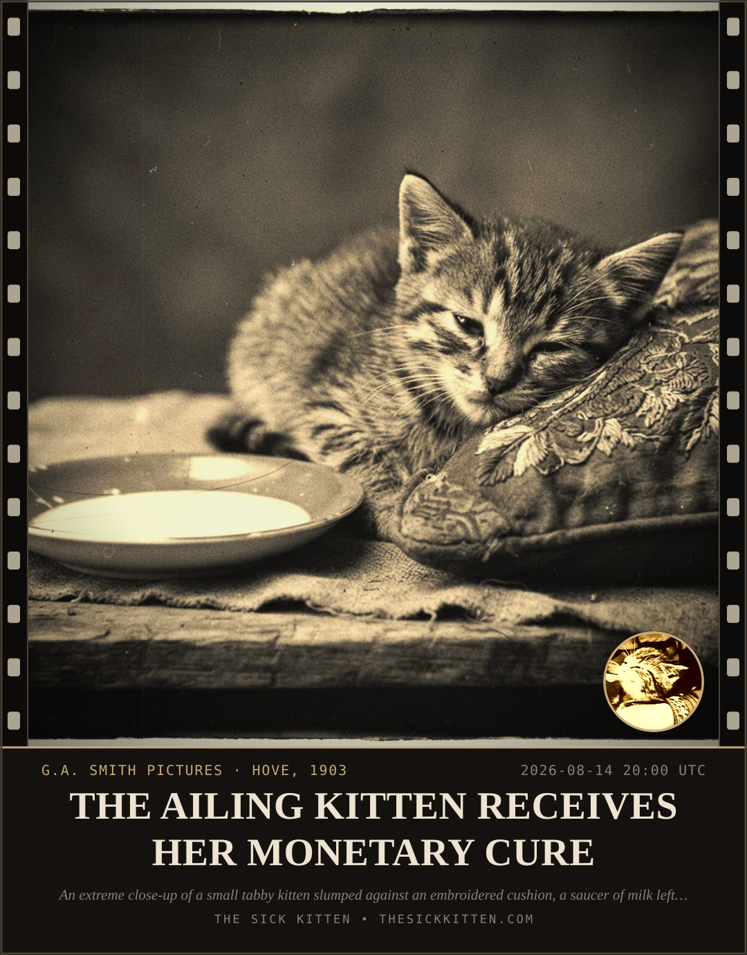 The Sick Kitten, frame no. 901: THE AILING KITTEN RECEIVES HER MONETARY CURE