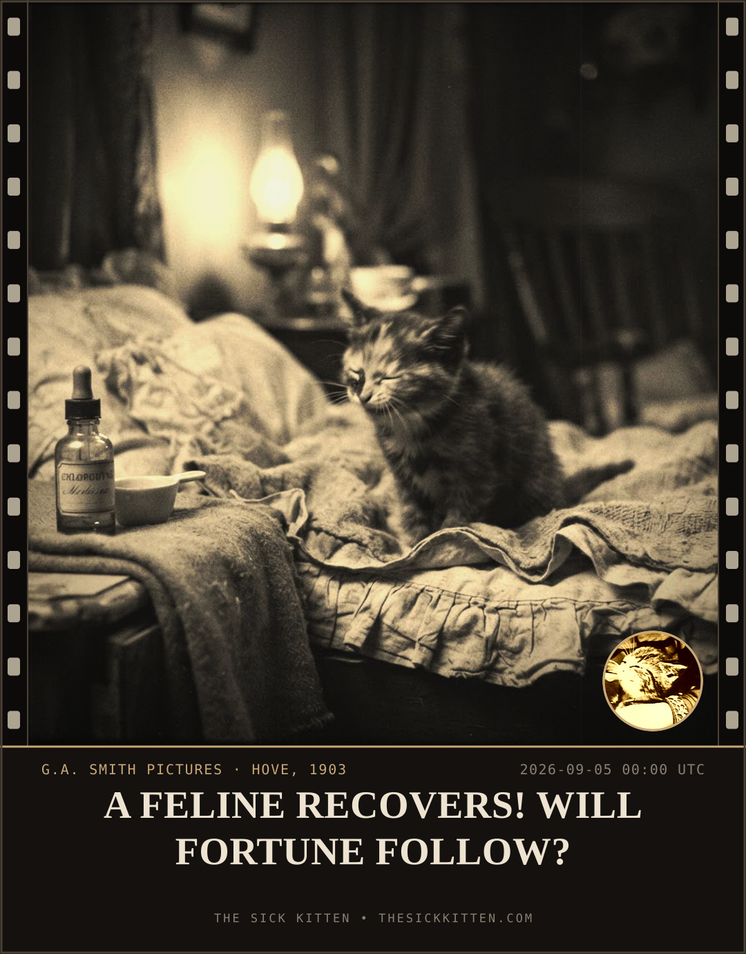The Sick Kitten, frame no. 1028: A FELINE RECOVERS! WILL FORTUNE FOLLOW?