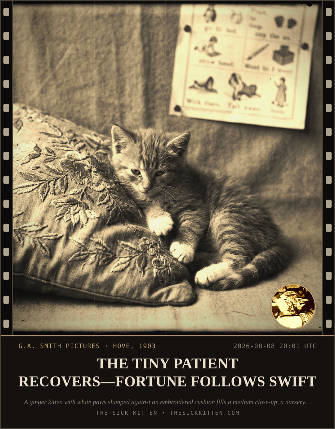 The Sick Kitten, frame no. 846: THE TINY PATIENT RECOVERS—FORTUNE FOLLOWS SWIFT