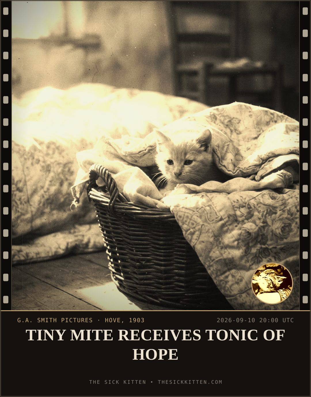 The Sick Kitten, frame no. 1080: TINY MITE RECEIVES TONIC OF HOPE