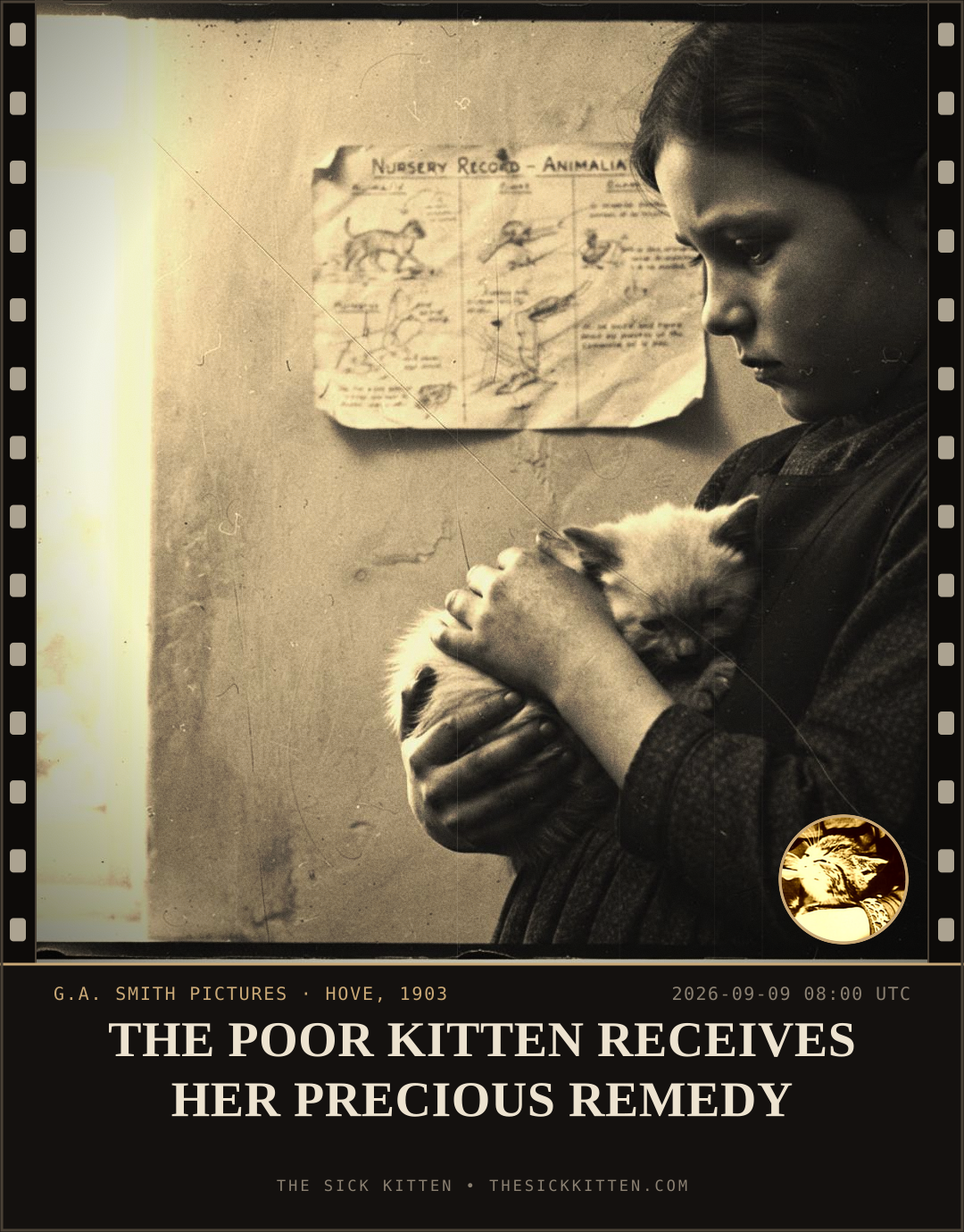 The Sick Kitten, frame no. 1068: THE POOR KITTEN RECEIVES HER PRECIOUS REMEDY