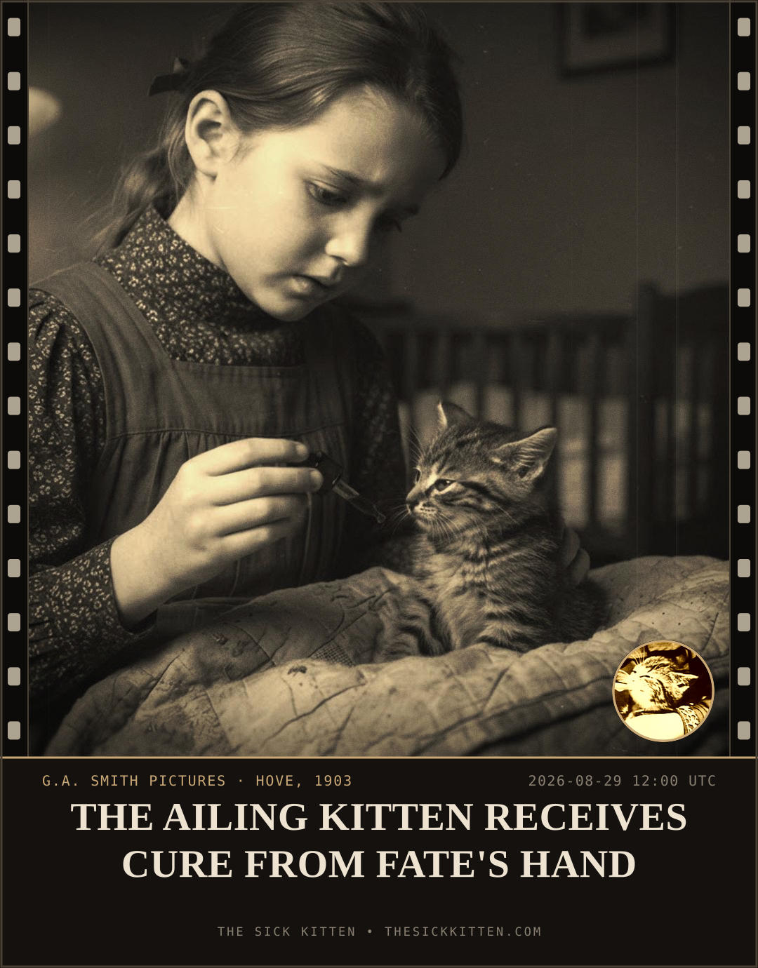 The Sick Kitten, frame no. 981: THE AILING KITTEN RECEIVES CURE FROM FATE'S HAND