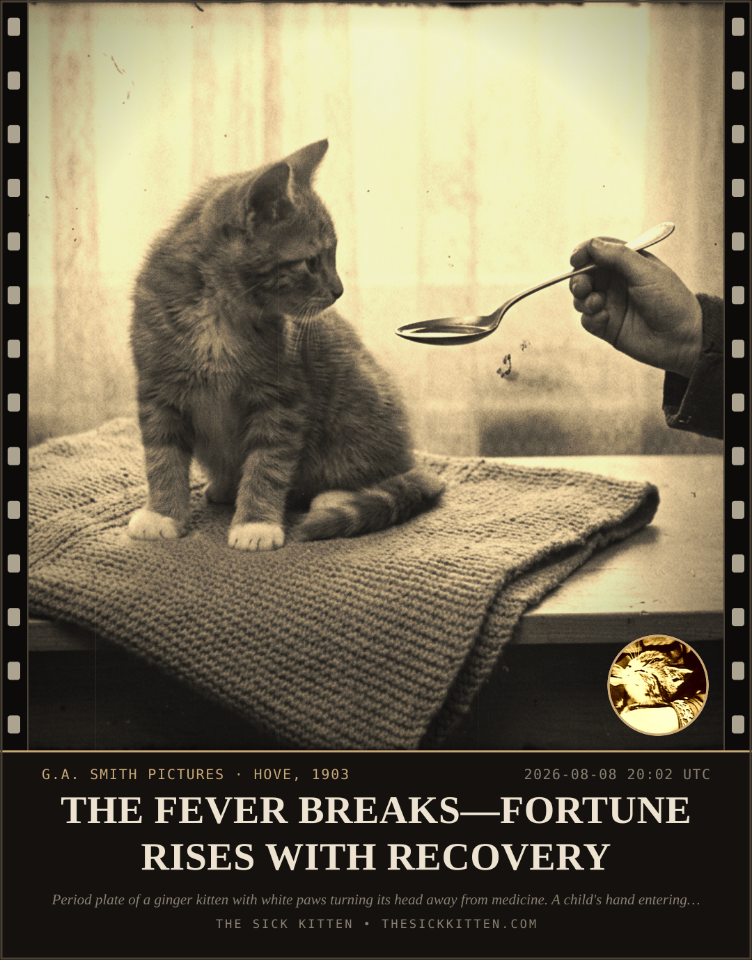 The Sick Kitten, frame no. 847: THE FEVER BREAKS—FORTUNE RISES WITH RECOVERY