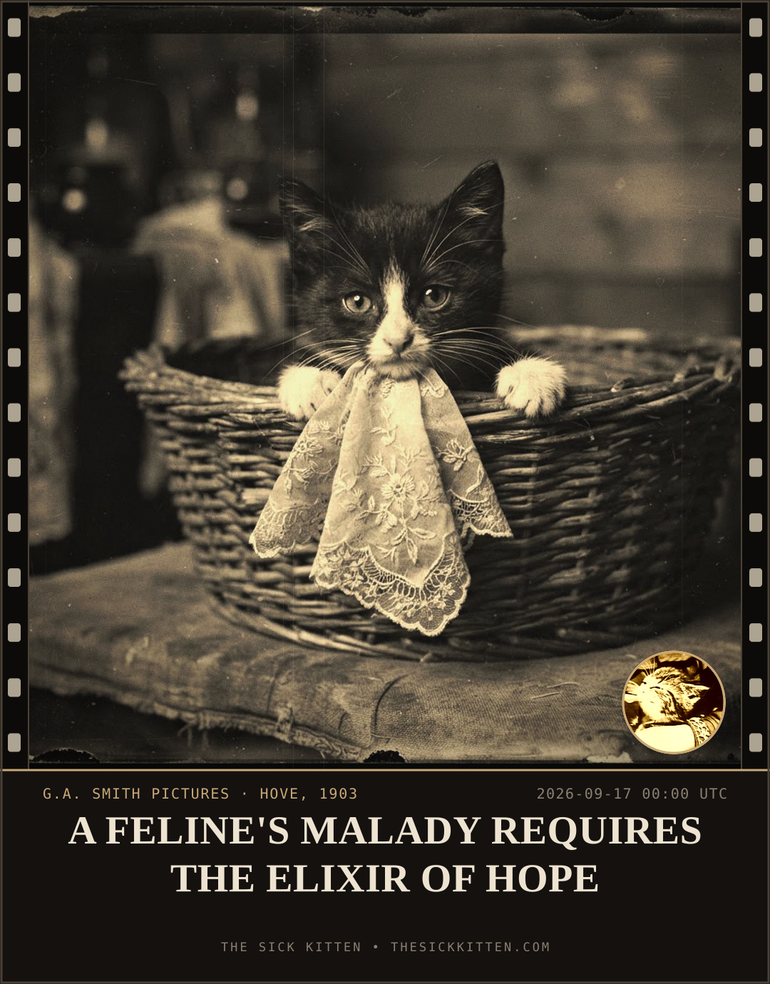 The Sick Kitten, frame no. 1134: A FELINE'S MALADY REQUIRES THE ELIXIR OF HOPE