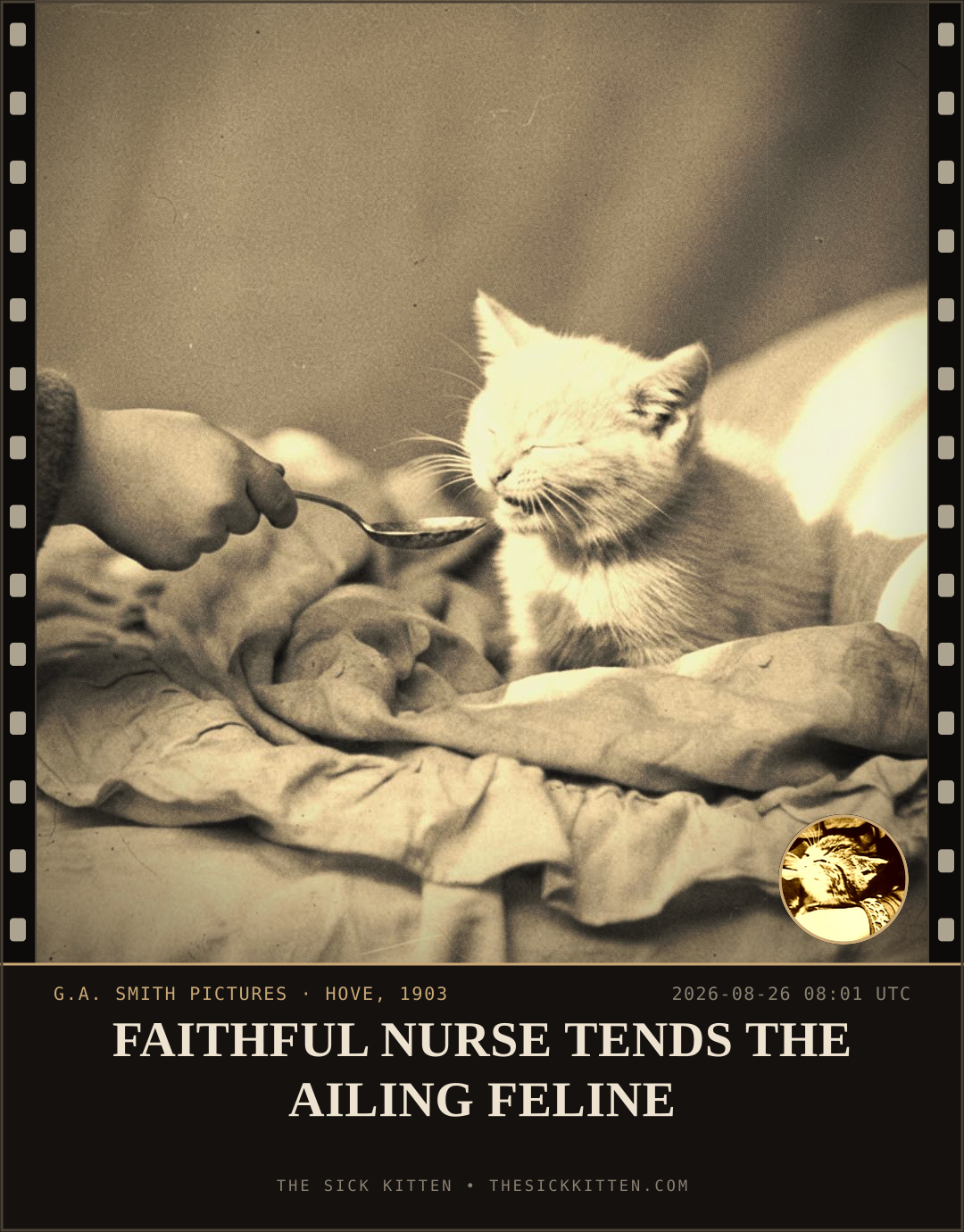 The Sick Kitten, frame no. 952: FAITHFUL NURSE TENDS THE AILING FELINE