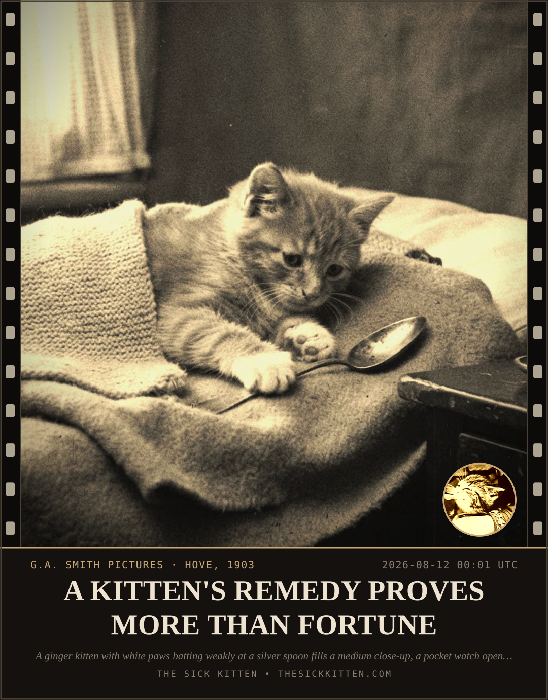 The Sick Kitten, frame no. 877: A KITTEN'S REMEDY PROVES MORE THAN FORTUNE