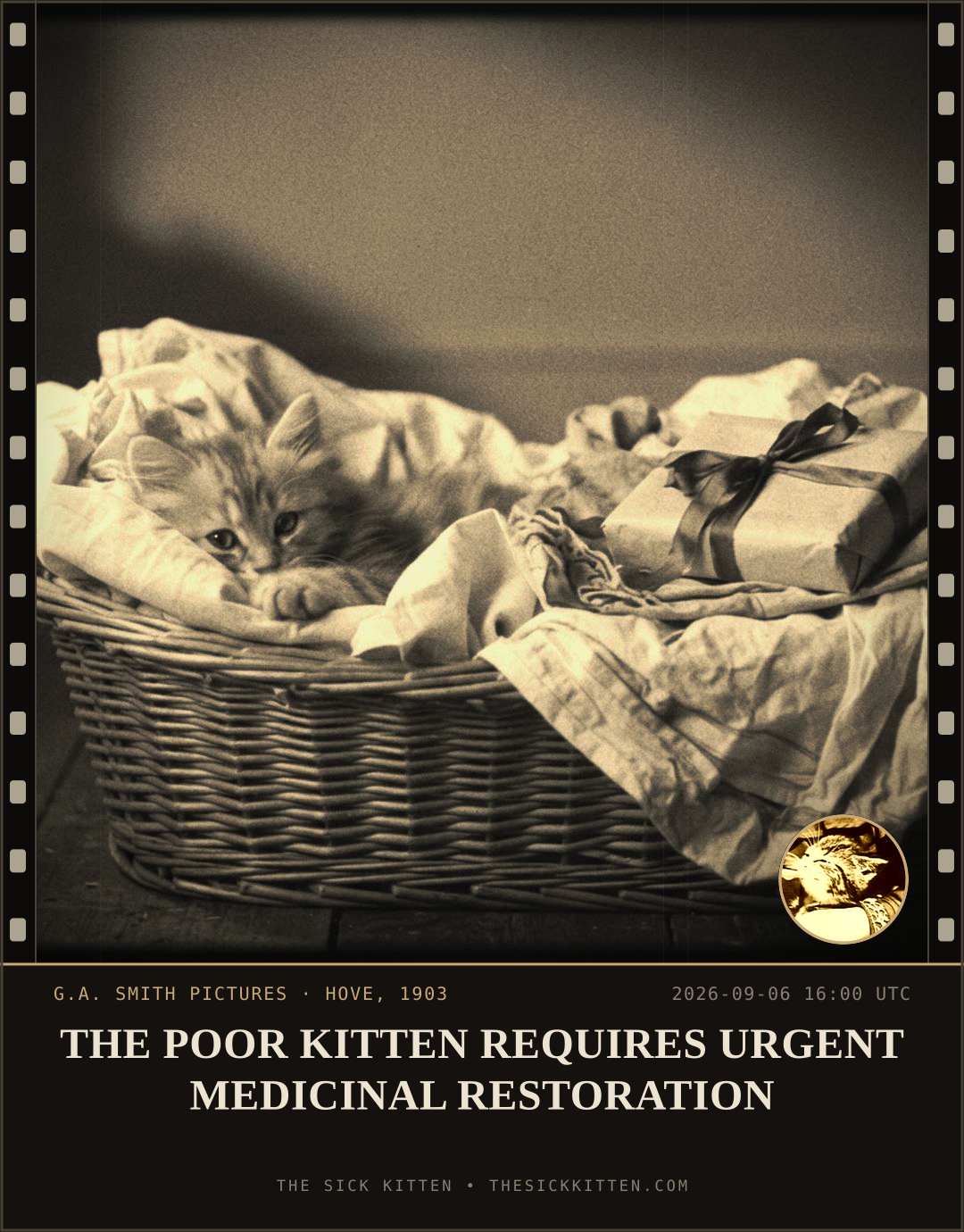 The Sick Kitten, frame no. 1044: THE POOR KITTEN REQUIRES URGENT MEDICINAL RESTORATION