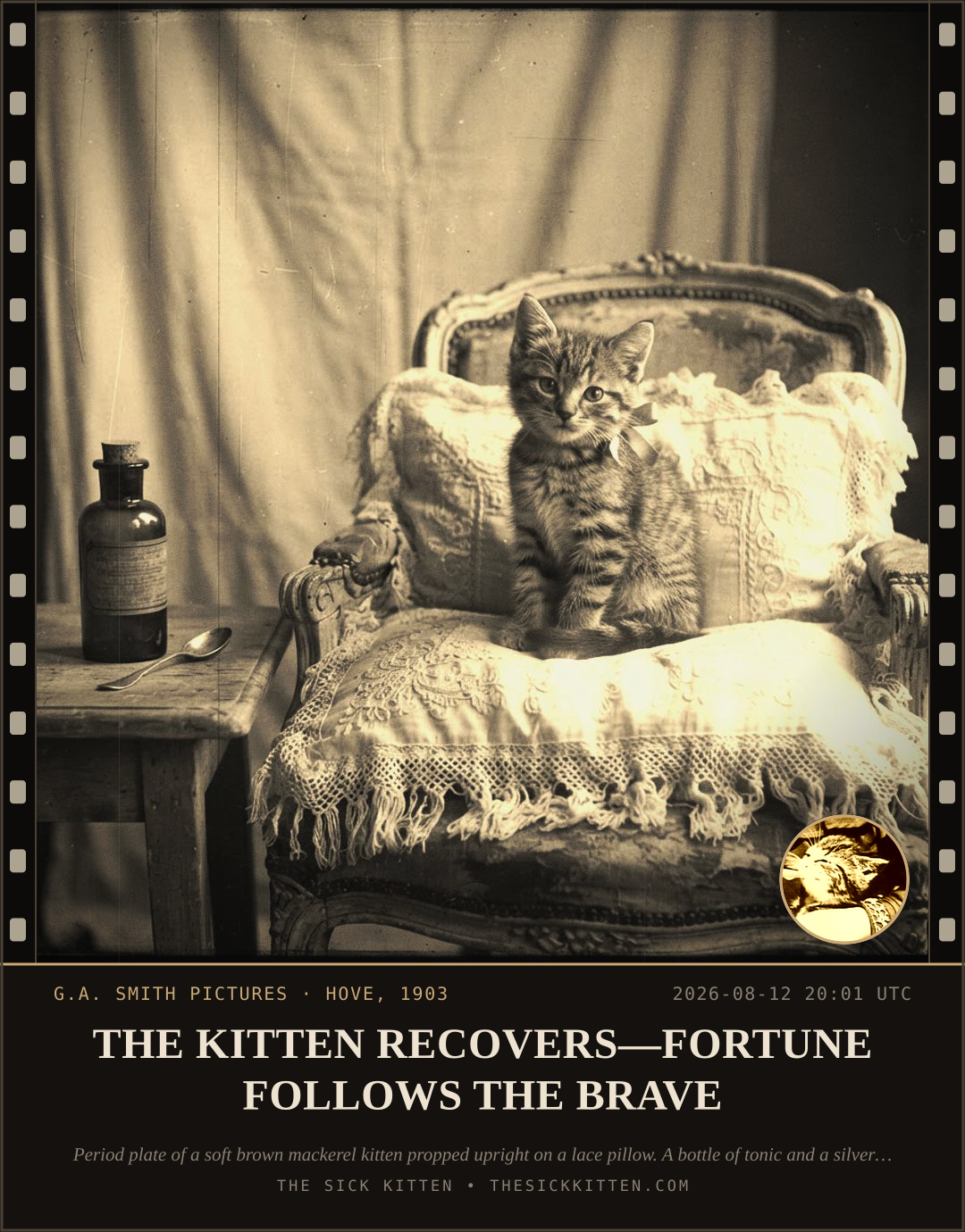 The Sick Kitten, frame no. 885: THE KITTEN RECOVERS—FORTUNE FOLLOWS THE BRAVE