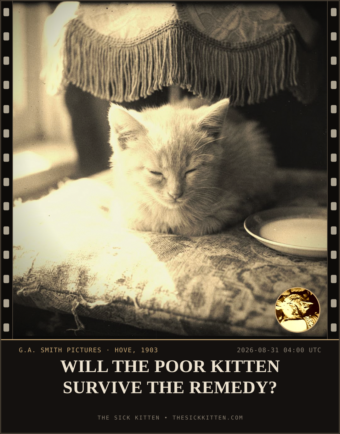 The Sick Kitten, frame no. 993: WILL THE POOR KITTEN SURVIVE THE REMEDY?