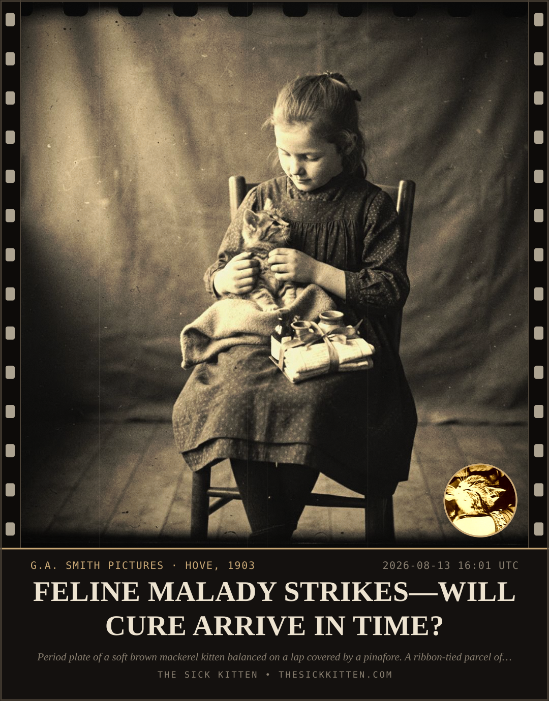 The Sick Kitten, frame no. 894: FELINE MALADY STRIKES—WILL CURE ARRIVE IN TIME?