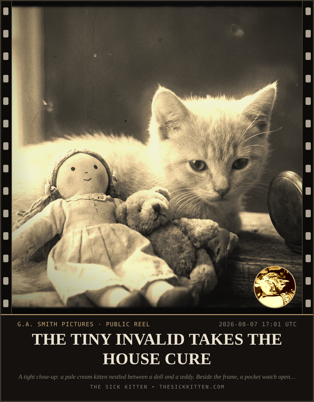 The Sick Kitten, frame no. 805: THE TINY INVALID TAKES THE HOUSE CURE