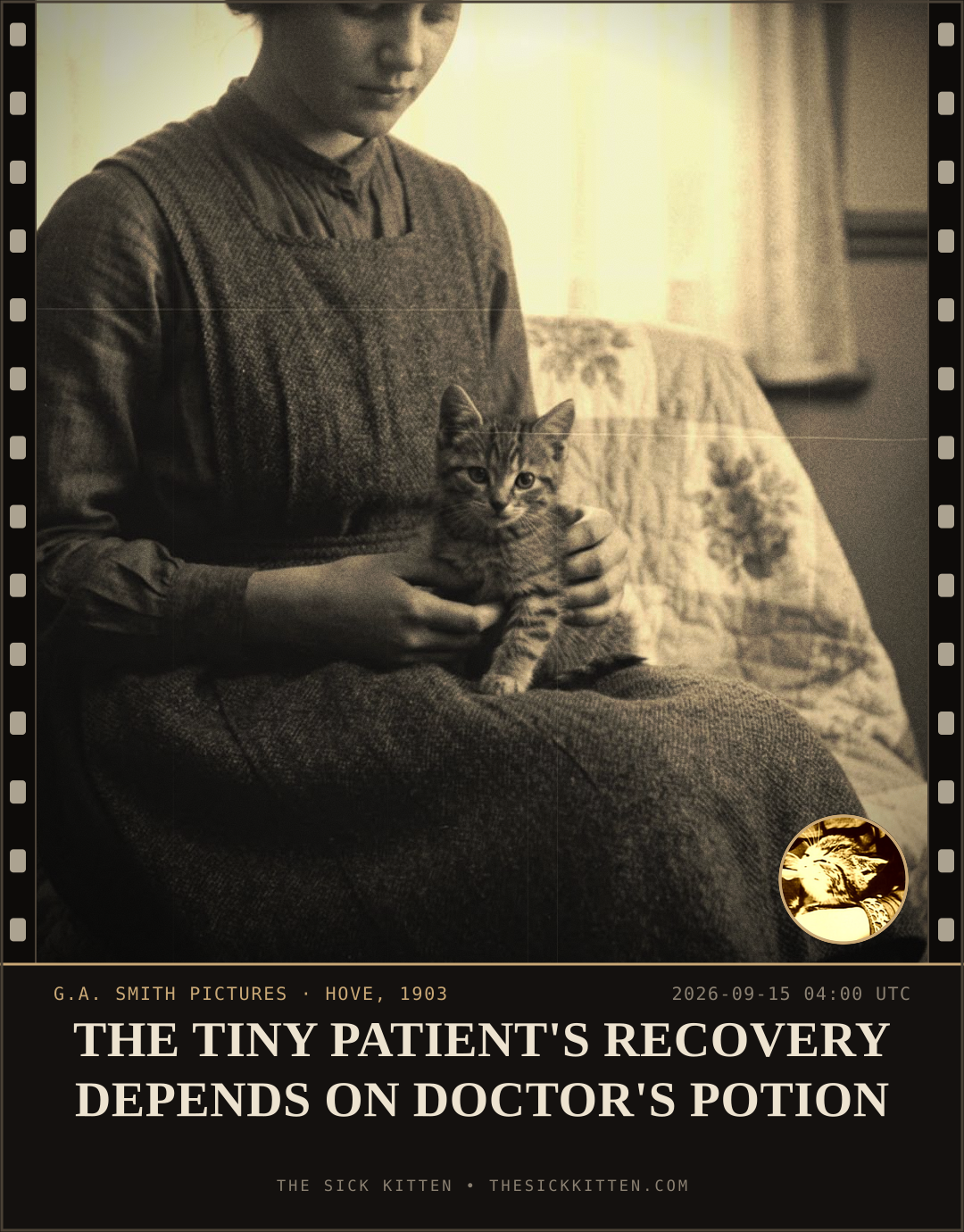 The Sick Kitten, frame no. 1121: THE TINY PATIENT'S RECOVERY DEPENDS ON DOCTOR'S POTION